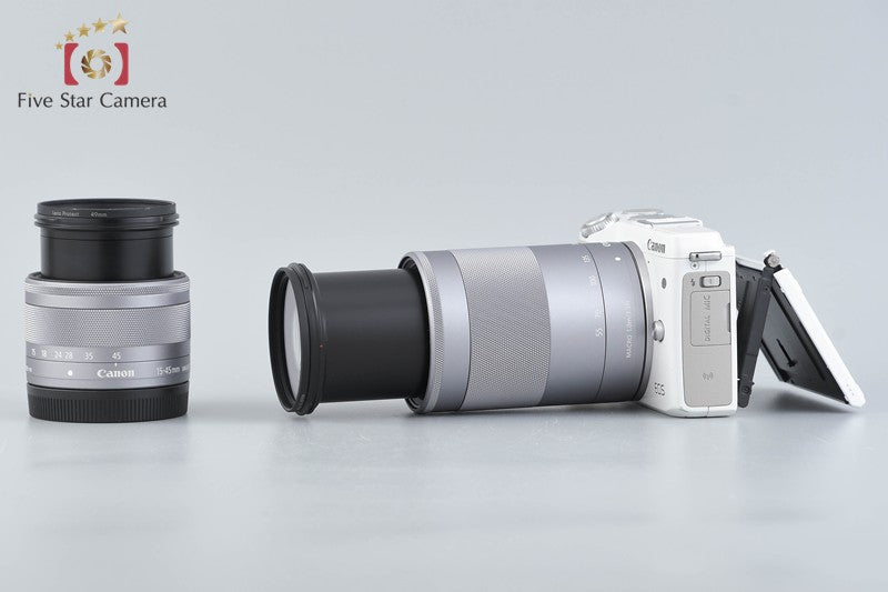 Canon EOS M3 White 24.2 MP Digital Camera EF-M 15-45 55-200 Lenses
