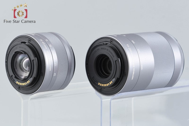 Canon EOS M3 White 24.2 MP Digital Camera EF-M 15-45 55-200 Lenses