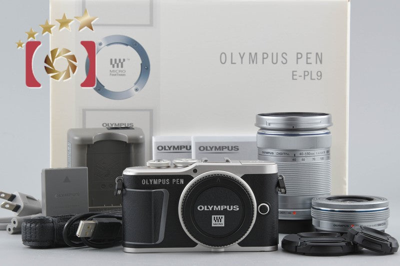 "Count 3,051" Olympus PEN Lite E-PL9 Black 16.1 MP 14-42 40-150 Lenses w/ Box