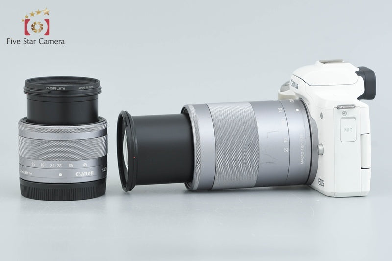 Canon EOS Kiss M2 White 24.1 MP EF-M 15-45 55-200 IS STM Lenses