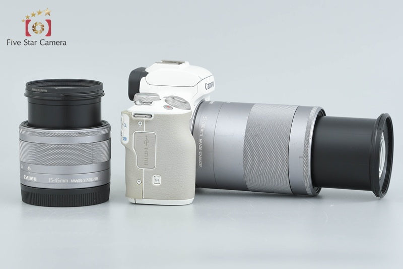 Canon EOS Kiss M2 White 24.1 MP EF-M 15-45 55-200 IS STM Lenses