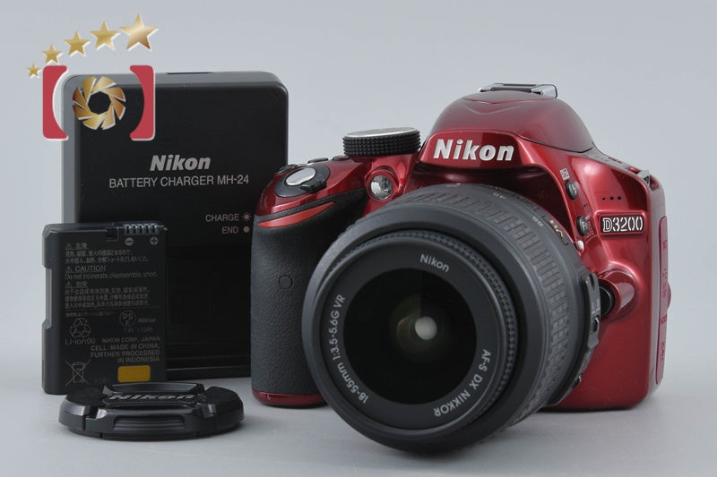 "Shutter count 4,611" Nikon D3200 Red 24.2 MP DSLR 18-55 VR Lens