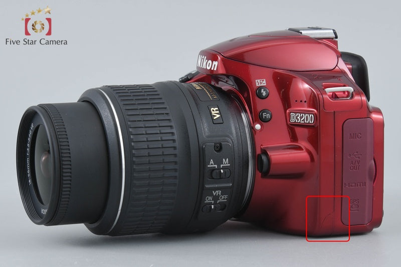 "Shutter count 4,611" Nikon D3200 Red 24.2 MP DSLR 18-55 VR Lens