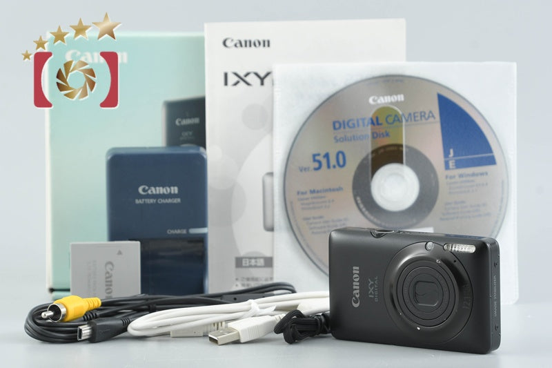 Canon IXY Digital 220 IS Black 12.1 MP Digital Camera w/ Box