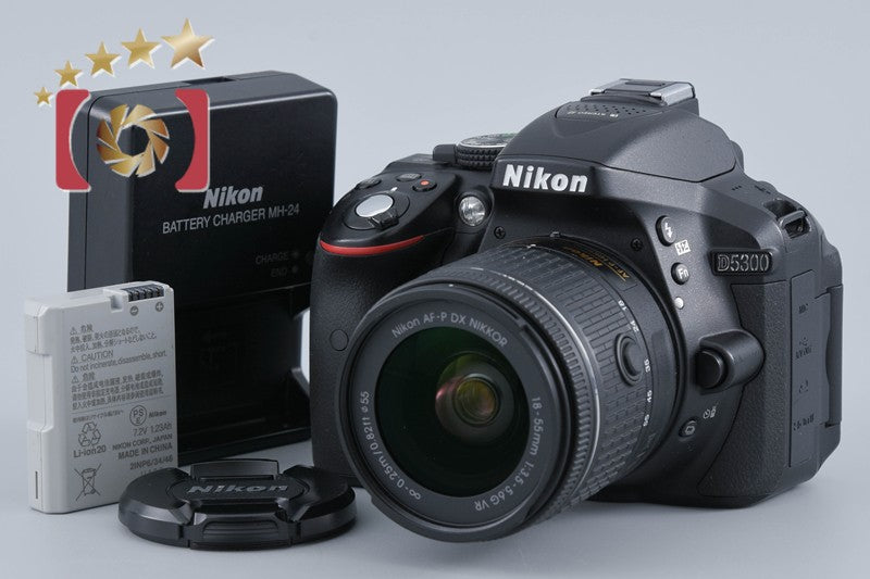 "Count 5,642" Nikon D5300 Black 24.2 MP DSLR Camera AF-P 18-55 VR Lens