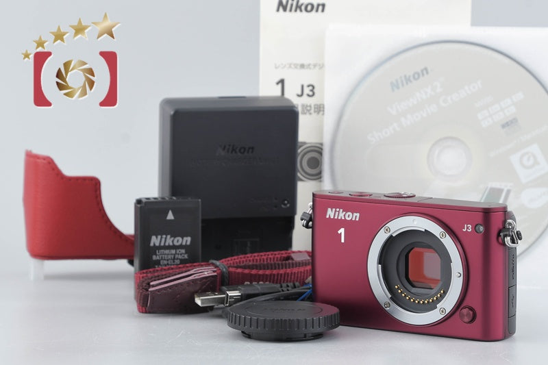 "Shutter count 1,336" Nikon 1 J3 Red 14.2 MP Mirrorless Digital Camera Body