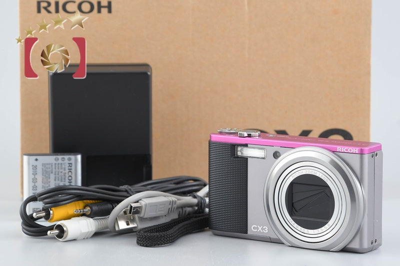 "Shutter count 3,348" Ricoh CX3 Light Gray x Pink 10.0 MP Digital Camera w/ Box