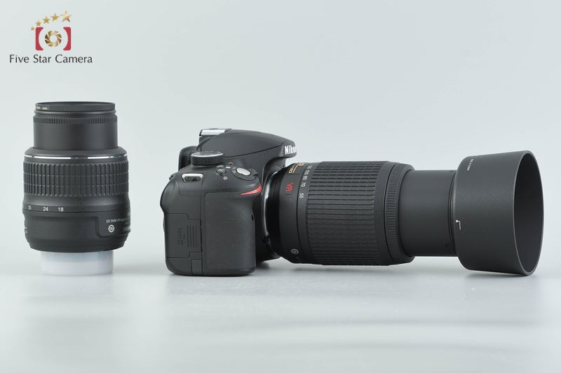 Nikon D3200 Black 24.2 MP DSLR 18-55 55-200 VR Lenses