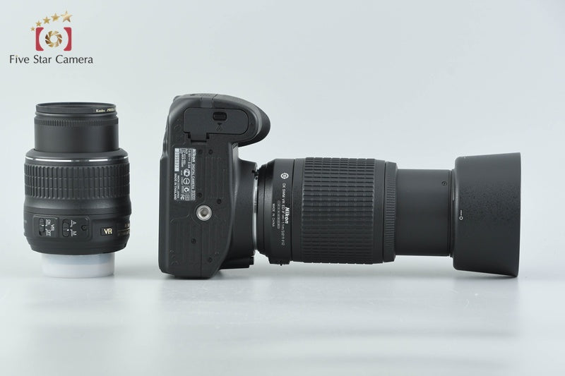 Nikon D3200 Black 24.2 MP DSLR 18-55 55-200 VR Lenses