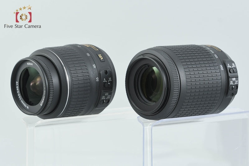 Nikon D3200 Black 24.2 MP DSLR 18-55 55-200 VR Lenses