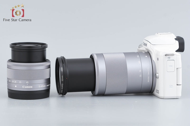 "Count 1,000" Canon EOS Kiss M / M50 White 24.0 MP 15-45 55-200 IS STM Lenses