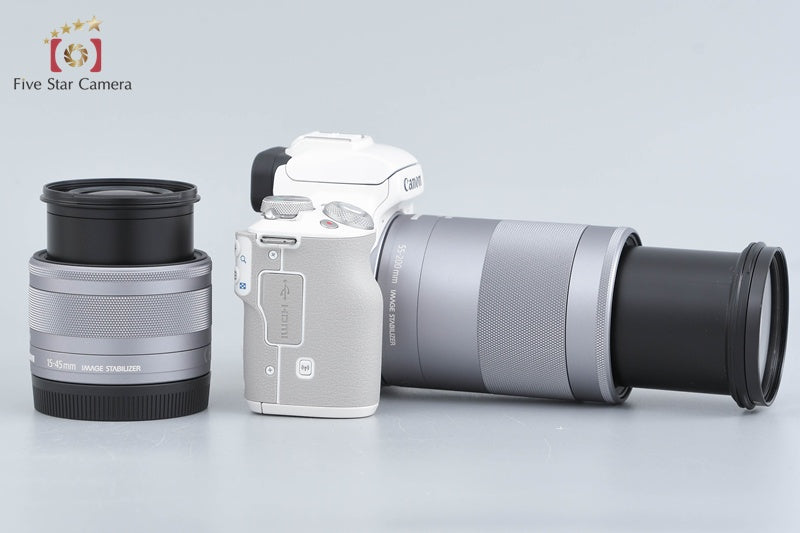 "Count 1,000" Canon EOS Kiss M / M50 White 24.0 MP 15-45 55-200 IS STM Lenses