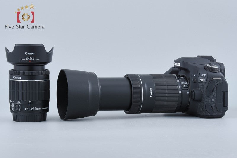 "Count 527" Canon EOS 80D 24.2 MP Digital SLR Camera EF-S 18-55 55-250 IS Lenses