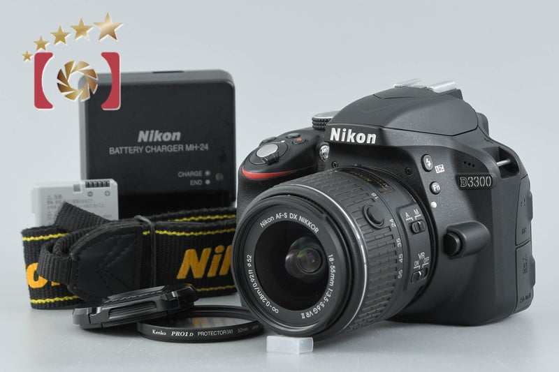 "Shutter count 2,434" Nikon D3300 Black 24.2 MP DSLR 18-55mm VR II Lens