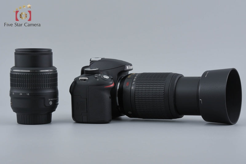 Nikon D3200 Black 24.2 MP DSLR 18-55 55-200 VR Lenses