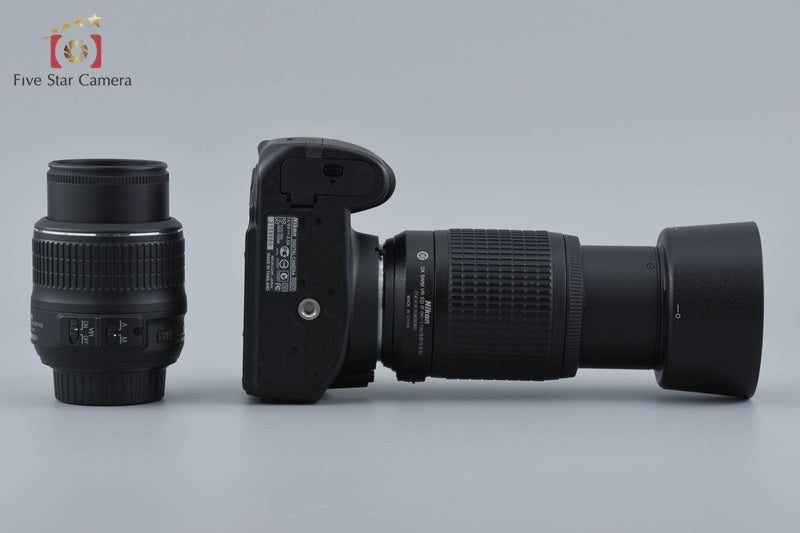 Nikon D3200 Black 24.2 MP DSLR 18-55 55-200 VR Lenses