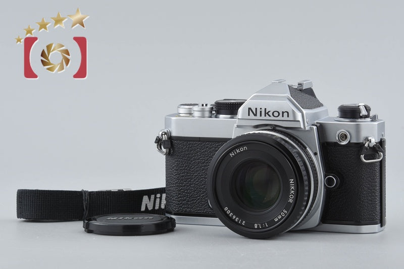 Nikon FM Silver Later Model 35mm SLR Film Camera + Ai-S NIKKOR 50mm f/1.8