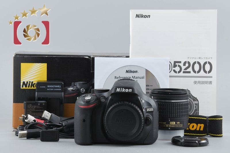 "Shutter count 1,709" Nikon D5200 Black 24.1 MP DSLR 18-55 VR Lens w/ Box