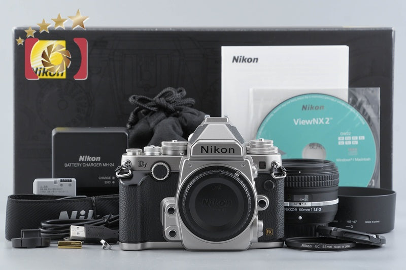 "Count 2,139" Nikon Df Silver 16.2 MP 50mm f/1.8 G Special Edition Kit w/ Box