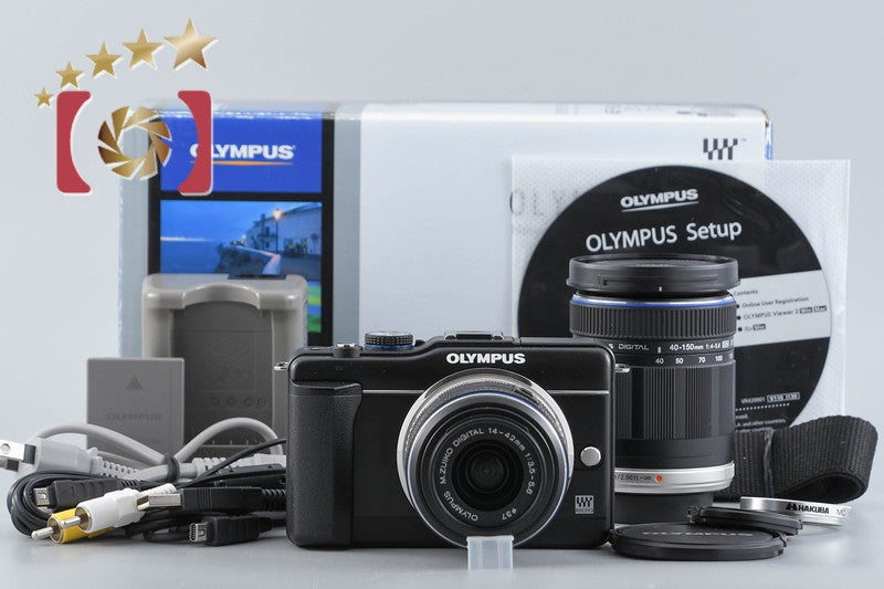 "Count 2,638" Olympus PEN Lite E-PL1s Black 12.3 MP 14-42 40-150 Lenses w/ Box