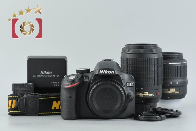 "Shutter count 2,936 " Nikon D3200 Black 24.2 MP DSLR 18-55 55-200 VR Lenses
