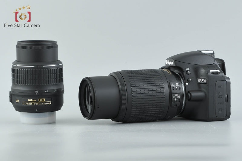"Shutter count 2,936 " Nikon D3200 Black 24.2 MP DSLR 18-55 55-200 VR Lenses