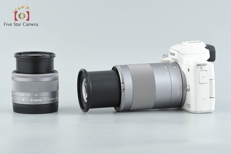 Canon EOS Kiss M / M50 White 24.0 MP 15-45 55-200 IS STM Lenses