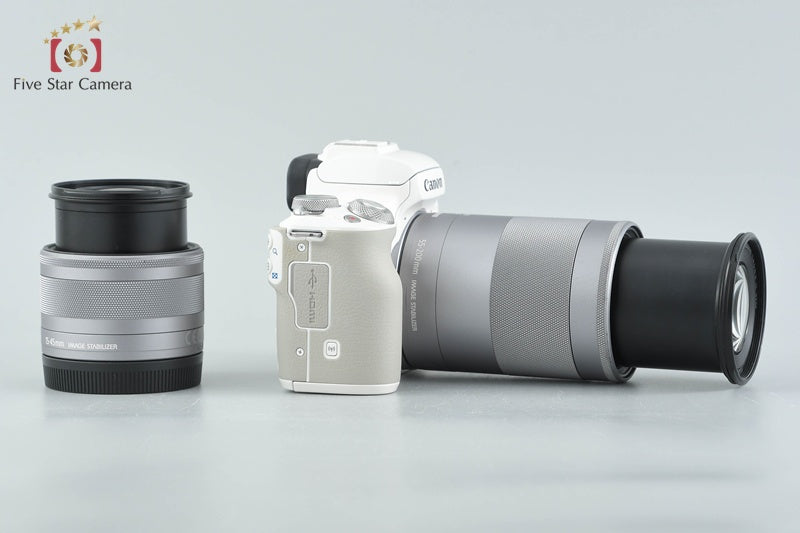 Canon EOS Kiss M / M50 White 24.0 MP 15-45 55-200 IS STM Lenses