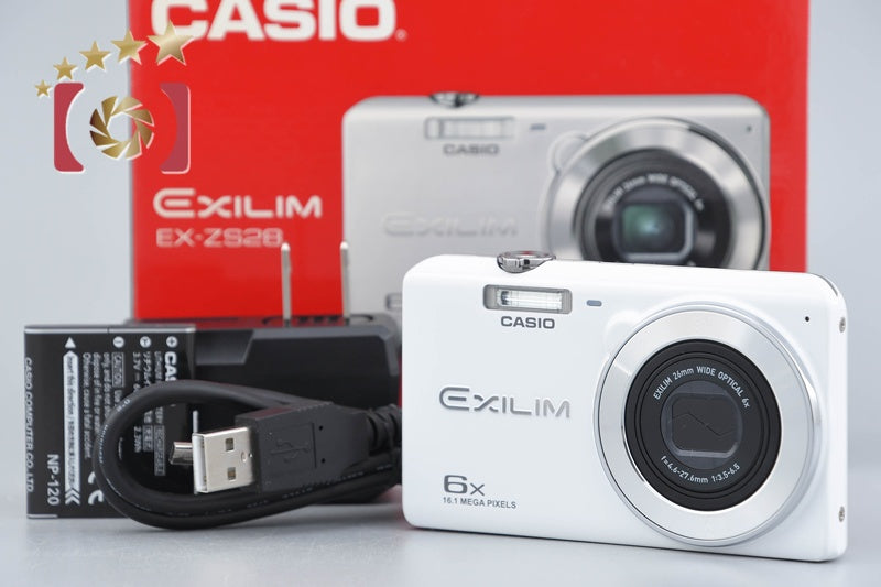 Casio EXILIM EX-ZS28 White 16.1 MP Digital Camera w/ Box