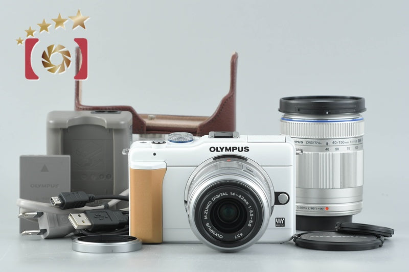 "Count 5,615" Olympus PEN Lite E-PL1s White 12.3 MP 14-42 40-150 Lenses