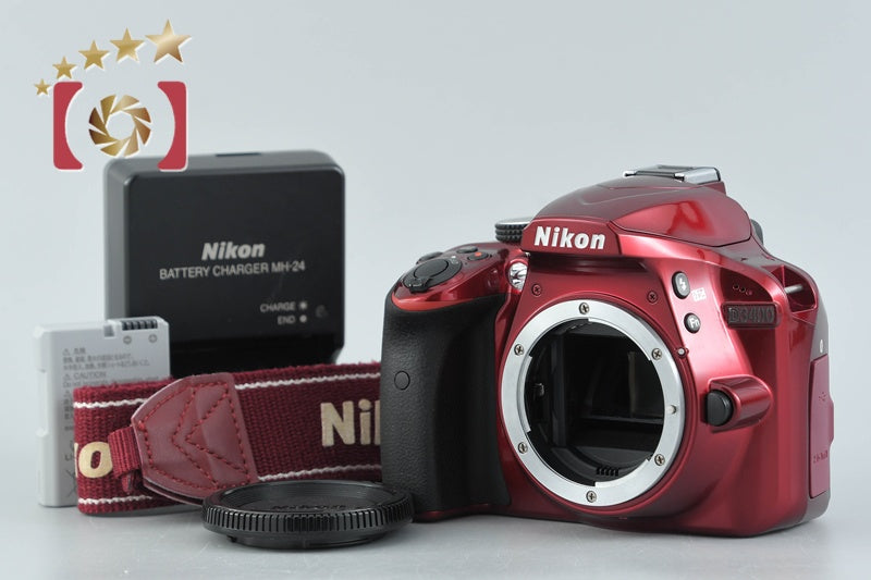 "Shutter count 5,638" Nikon D3400 Red 24.2 MP DSLR Camera Body