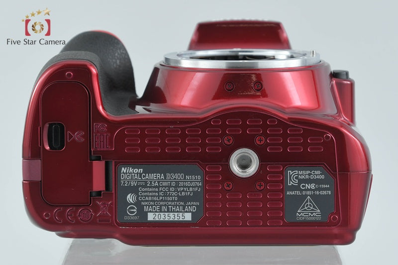 "Shutter count 5,638" Nikon D3400 Red 24.2 MP DSLR Camera Body