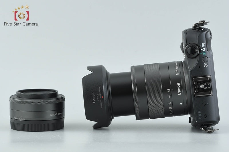 Canon EOS M Black 18.0 MP Mirrorless Camera 18-55 22 Lenses