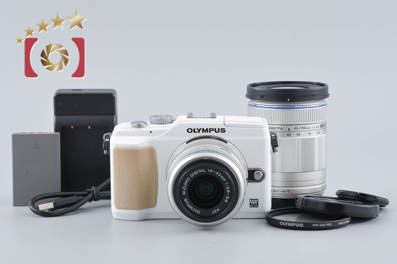 "Count 2,173" Olympus PEN Lite E-PL2 White 12.3 MP 14-42 40-150 Lenses
