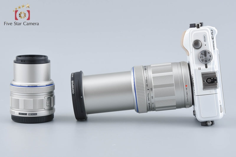 "Count 2,173" Olympus PEN Lite E-PL2 White 12.3 MP 14-42 40-150 Lenses