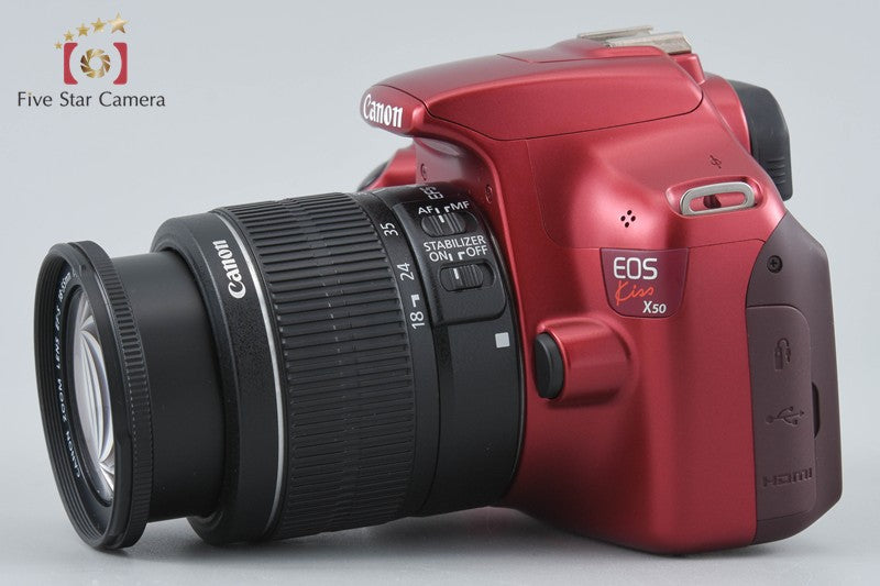 "Count 2,249" Canon EOS Kiss X50 / Rebel T3 / 1100D Red 12.2 MP 18-55 Lens