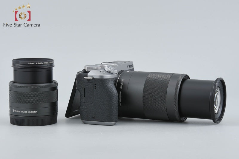 "Shutter count 1,000" Canon EOS M6 Mark II Silver 32.5 MP 15-45 55-200 Lenses