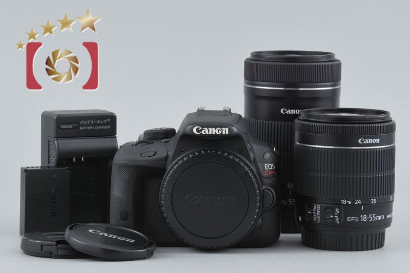 Canon EOS Kiss X7 / Rebel SL1 / 100D Black 18.0 MP EF-S 18-55 55-250 Lenses