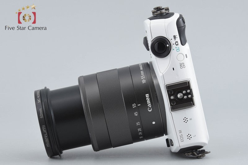 Canon EOS M White 18.0 MP Digital Mirrorless Camera EF-M 18-55 IS STM Lens
