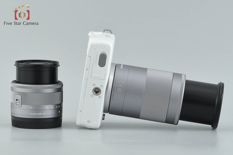 Canon EOS M10 White 18.0 MP Digital Mirrorless Camera 15-45 55-200 Lenses