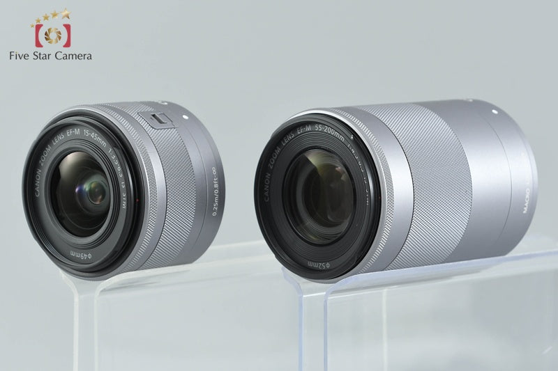 Canon EOS M10 White 18.0 MP Digital Mirrorless Camera 15-45 55-200 Lenses