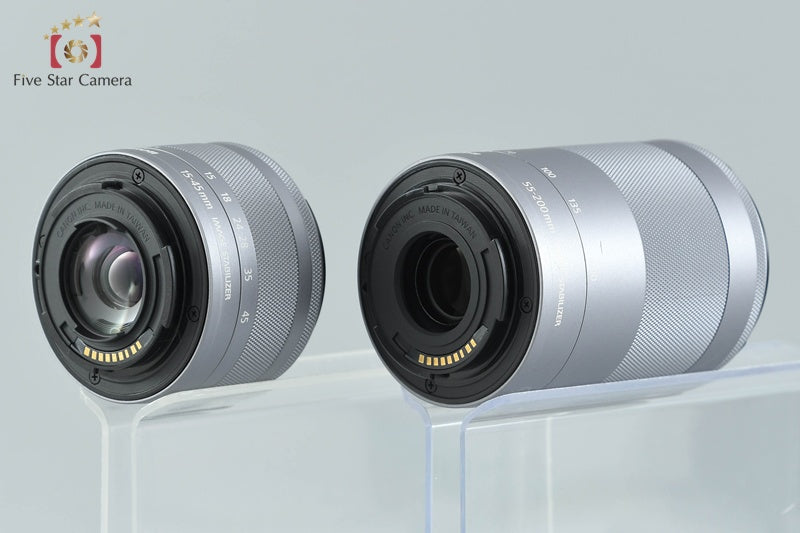 Canon EOS M10 White 18.0 MP Digital Mirrorless Camera 15-45 55-200 Lenses
