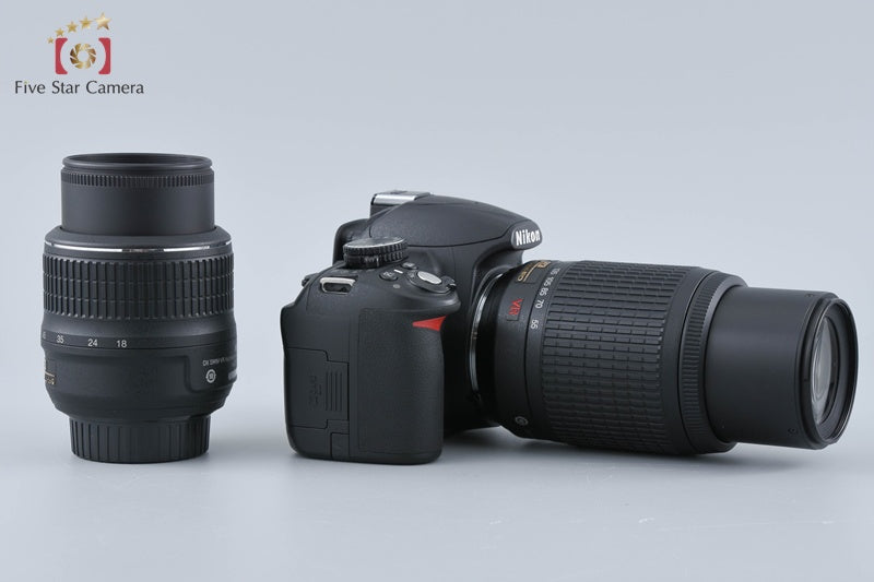 "Shutter count 3,145" Nikon D3100 14.2 MP Digital SLR Camera 18-55 55-200 Lenses