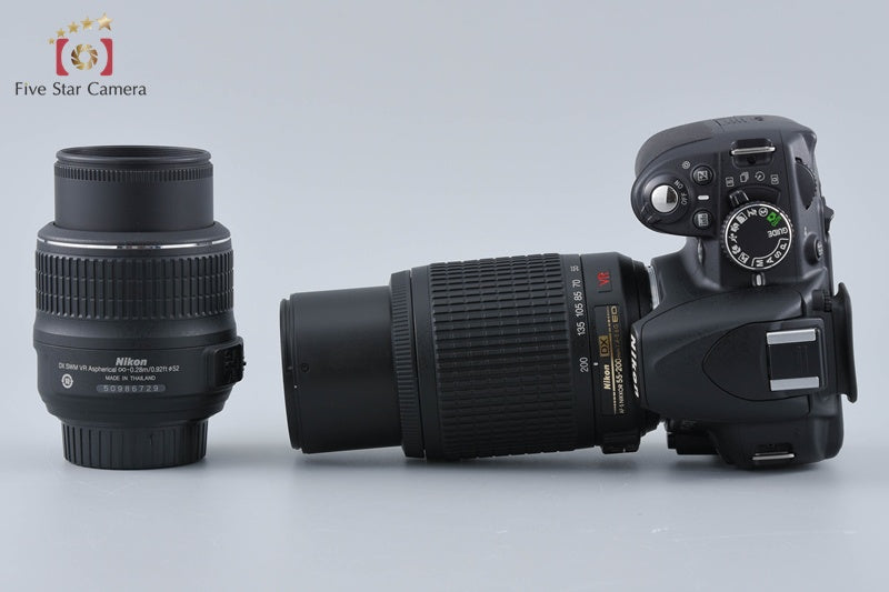"Shutter count 3,145" Nikon D3100 14.2 MP Digital SLR Camera 18-55 55-200 Lenses