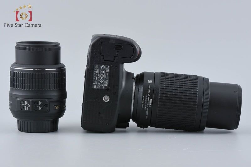 "Shutter count 3,145" Nikon D3100 14.2 MP Digital SLR Camera 18-55 55-200 Lenses