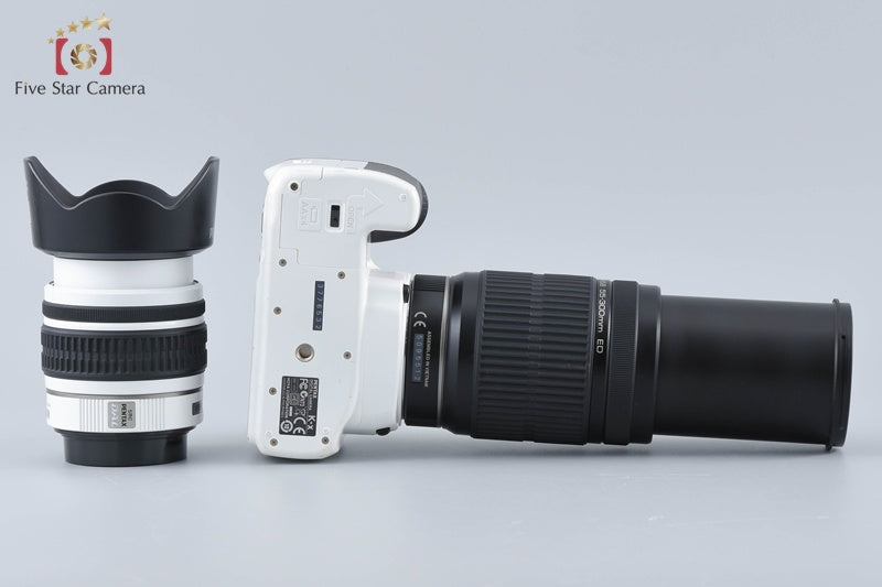 Pentax K-x White 12.4 MP DSLR SMC DA L 18-55 55-300 Lenses