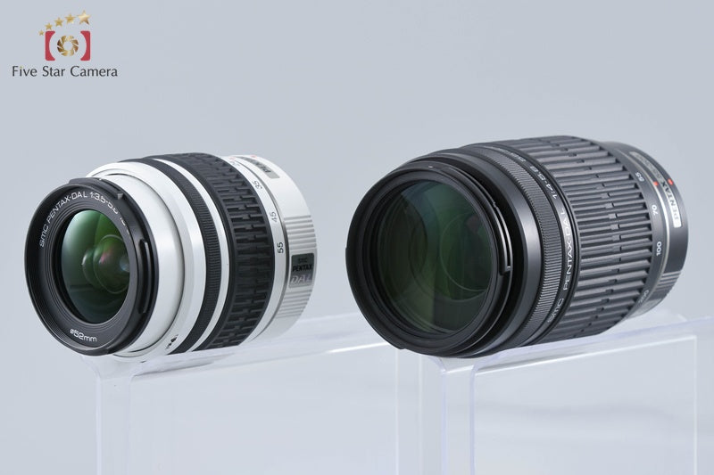 Pentax K-x White 12.4 MP DSLR SMC DA L 18-55 55-300 Lenses