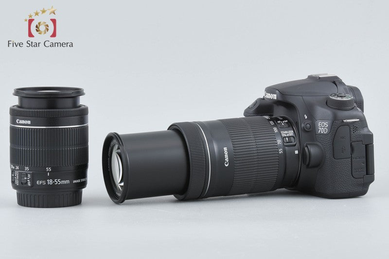 Canon EOS 70D 20.2 MP DSLR EF-S 18-55 55-250 Lenses w/ Box