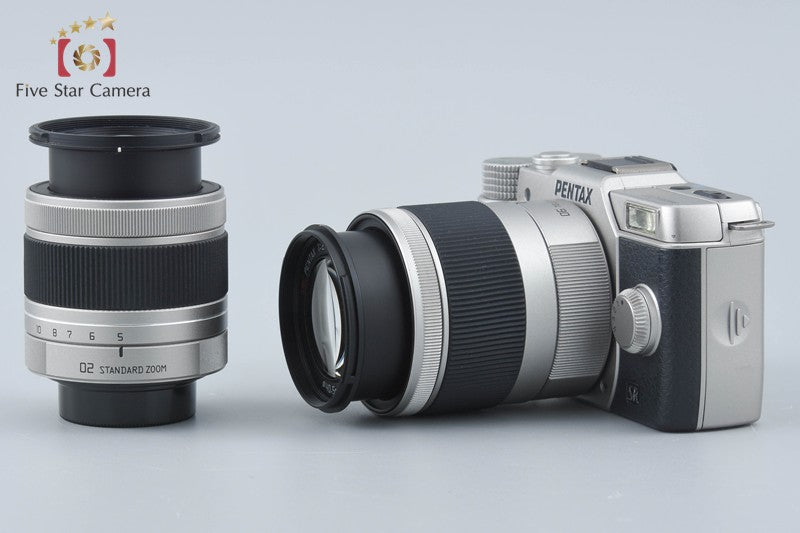 "Shutter count 3,746" PENTAX Q10 Silver 12.4 MP Digital Camera 5-15 15-45 Lenses