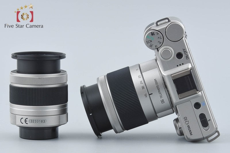 "Shutter count 3,746" PENTAX Q10 Silver 12.4 MP Digital Camera 5-15 15-45 Lenses